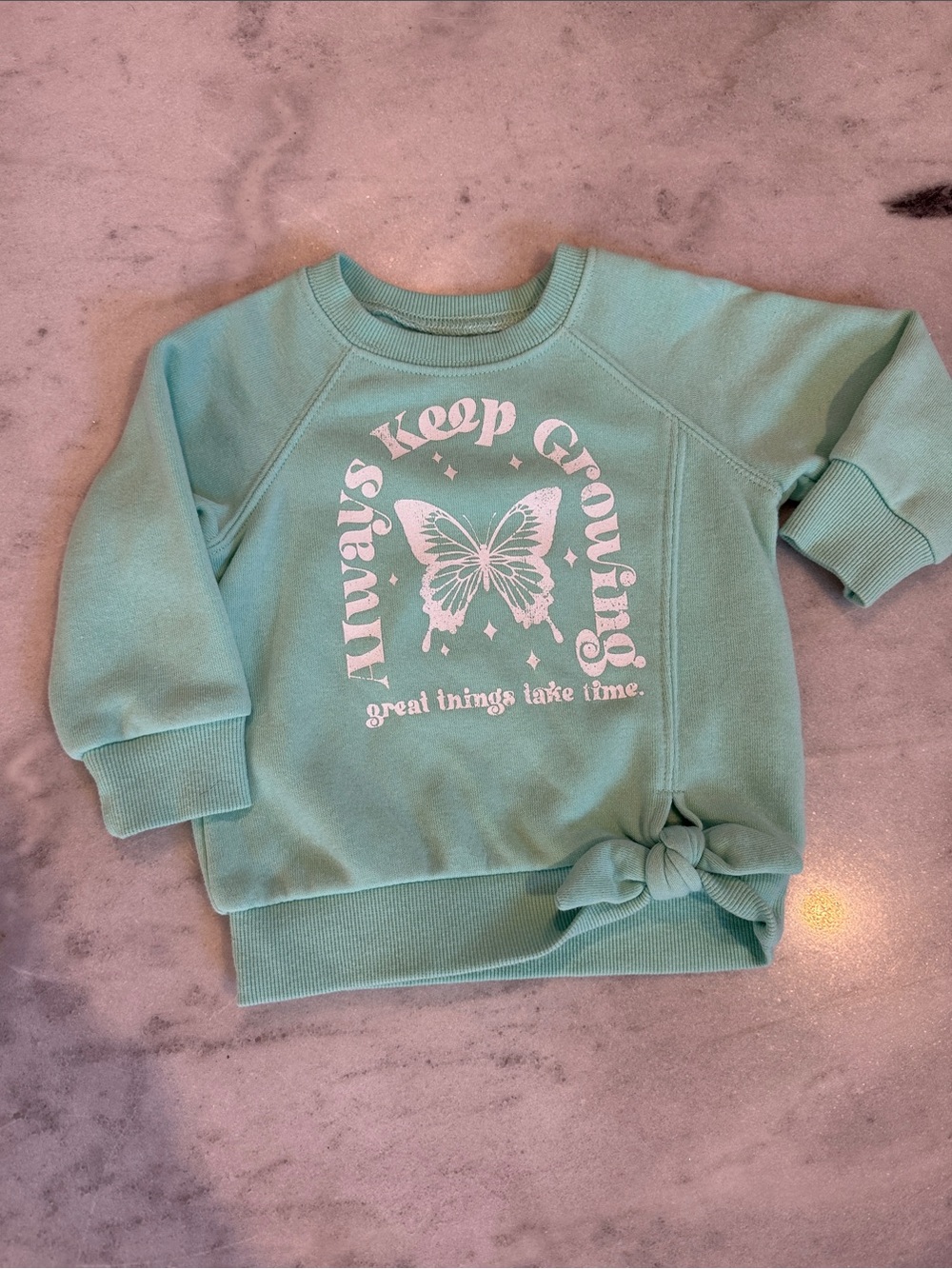 NWOT Girls' Mint Butterfly Knot-Detail Sweatshirt